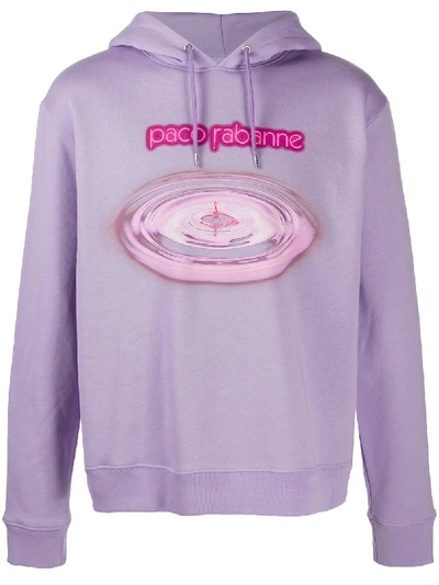 Shop Rabanne Hooded Logo Sweatshirt In Purple