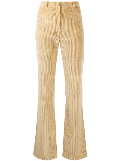 Shop Paco Rabanne High-rise Kick-flare Corduroy Trousers In Neutrals