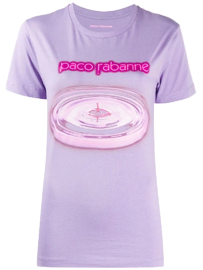 Shop Paco Rabanne Logo T-shirt In Purple