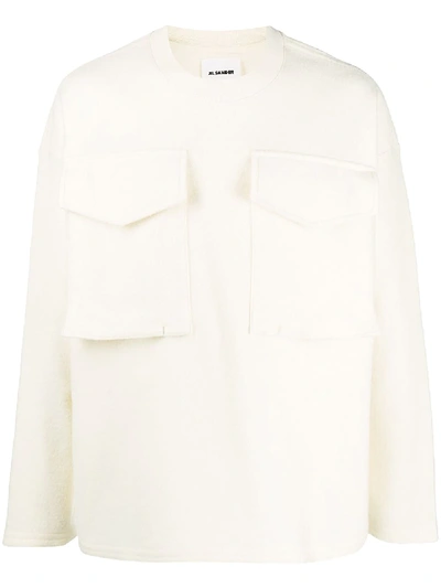 Shop Jil Sander Flap Pockets Crew Neck Jumper In Neutrals