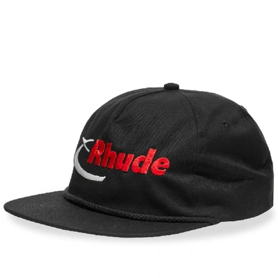Shop Rhude Red Logo Cap In Black
