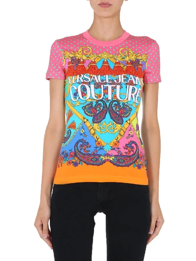 Shop Versace Jeans Couture Crew Neck T-shirt In Rosa