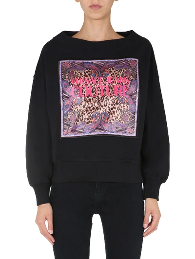 Shop Versace Jeans Couture Sweatshirt With Patch In Nero