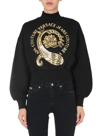 Shop Versace Jeans Couture Cropped Sweatshirt In Nero