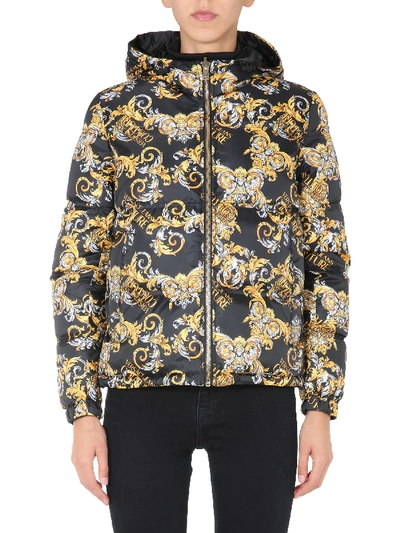 Shop Versace Jeans Couture Reversible Down Jacket In Nero