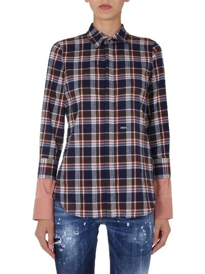 Shop Dsquared2 Flannel Shirt In Blu