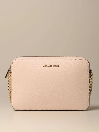Shop Michael Michael Kors Crossbody Bags  Jet Set Bag In Grained Leather In Pink