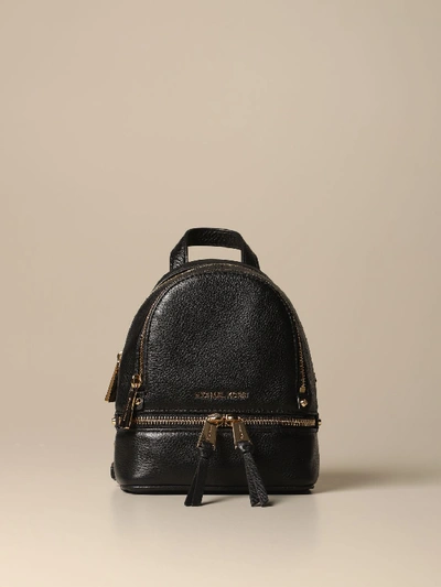 Shop Michael Michael Kors Backpack Rhea  Backpack In Textured Leather In Black
