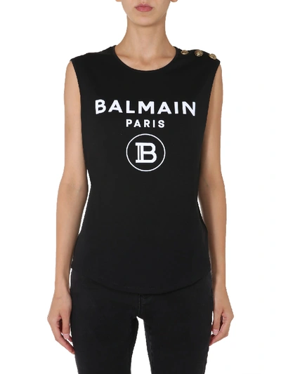Shop Balmain Crew Neck T-shirt In Black