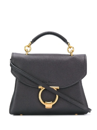 Shop Ferragamo Margot Small Leather Bag In Black