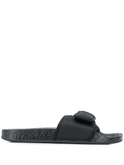 Shop Adidas Originals By Pharrell Williams Boost Sole Pool Slides In Black