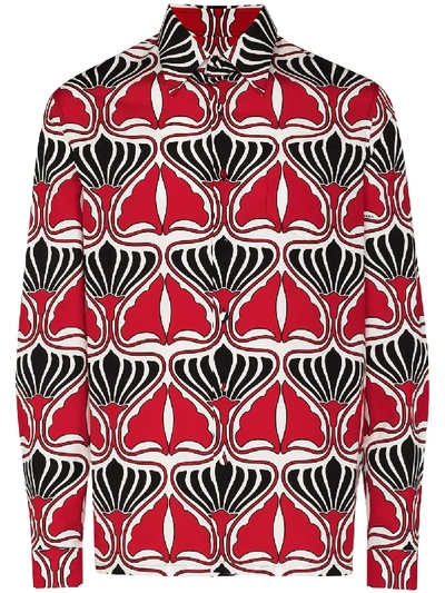 Shop Prada Geometric-print Shirt In Red
