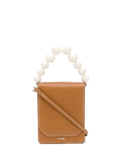 Shop Cafuné Bellows Leather Shoulder Bag In Brown