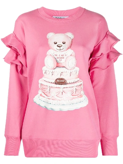 Shop Moschino Teddy Bear Print Sweatshirt In Pink