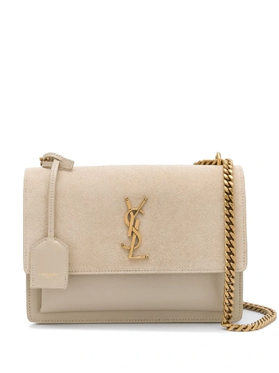 Shop Saint Laurent Sunset Shoulder Bag In Neutrals