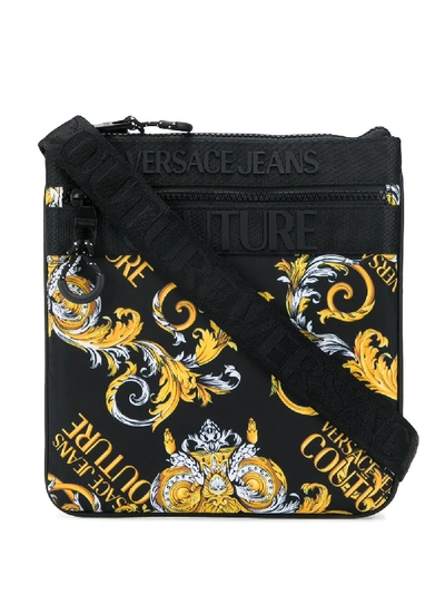 Shop Versace Jeans Couture Barocco-print Messenger Bag In Black