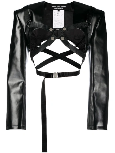 Shop Junya Watanabe Faux-leather Cropped Jacket In Black