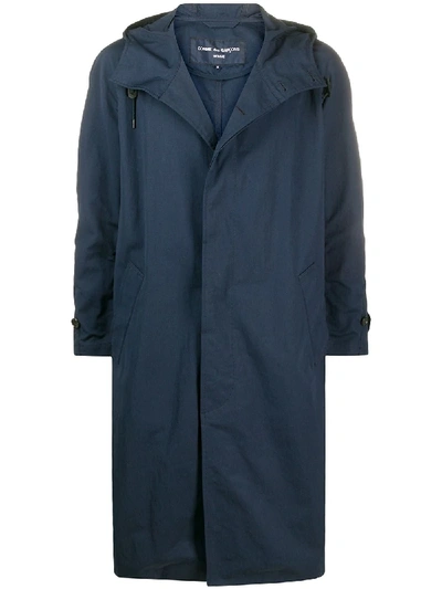 Shop Comme Des Garçons Homme Deux Concealed Front Parka Coat In Blue