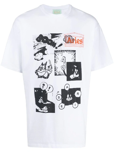 Shop Aries Patchwork Print T-shirt In White