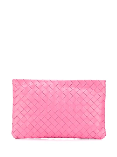 Shop Bottega Veneta Intrecciato Weave Clutch In Pink