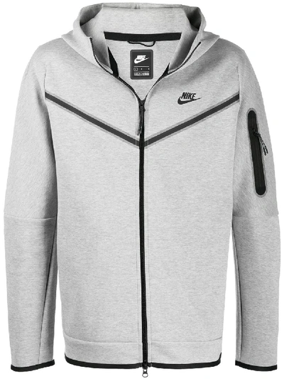 Shop Nike Logo-print Zip-up Hoodie In Grey