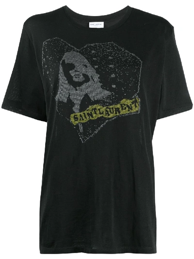 Shop Saint Laurent Logo Print T-shirt In Black