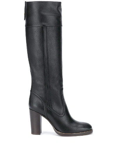 Shop Chloé Knee-length Leather Boots In Black