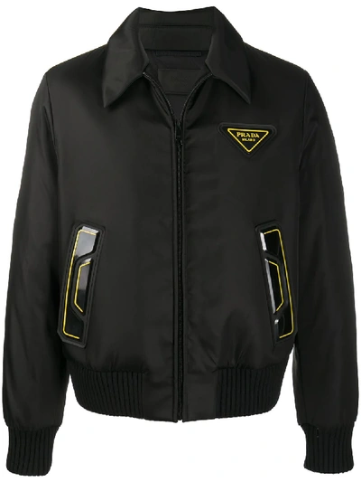 Shop Prada Re-nylon Zipped Bomber Jacket In Black