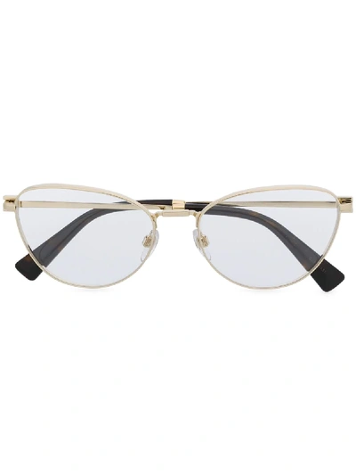 Shop Valentino Cat-eye Glasses In Gold