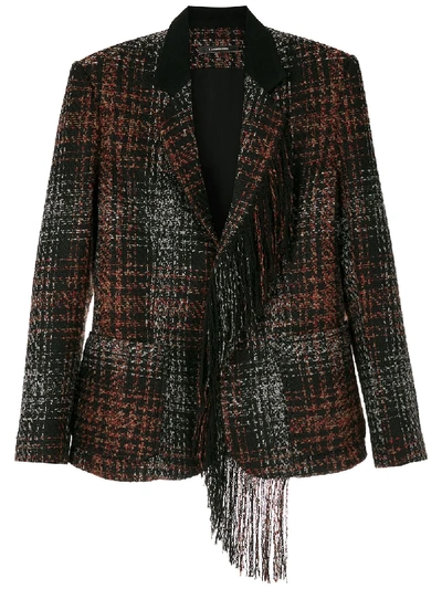 Shop À La Garçonne Fringed Tweed Blazer In Multicolour