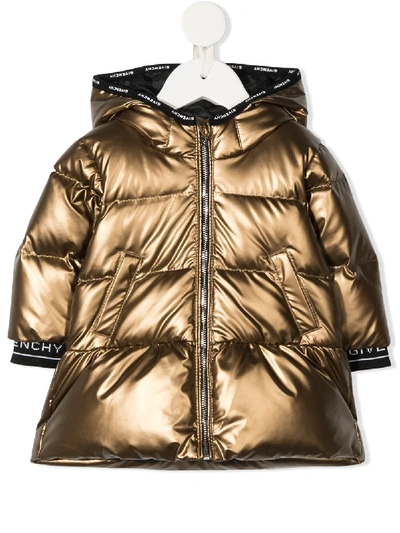 Shop Givenchy Metallic Padded Coat In Brown