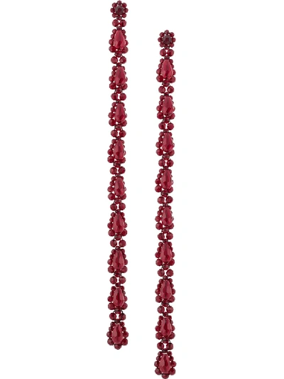 Shop Simone Rocha Crystal Beaded Drop Earrings In Red