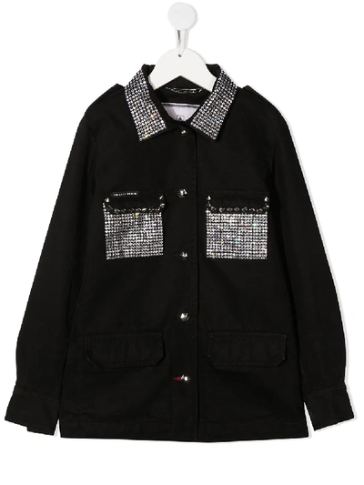 Shop Philipp Plein Junior Embellished Chest-pocket Shirt In Black