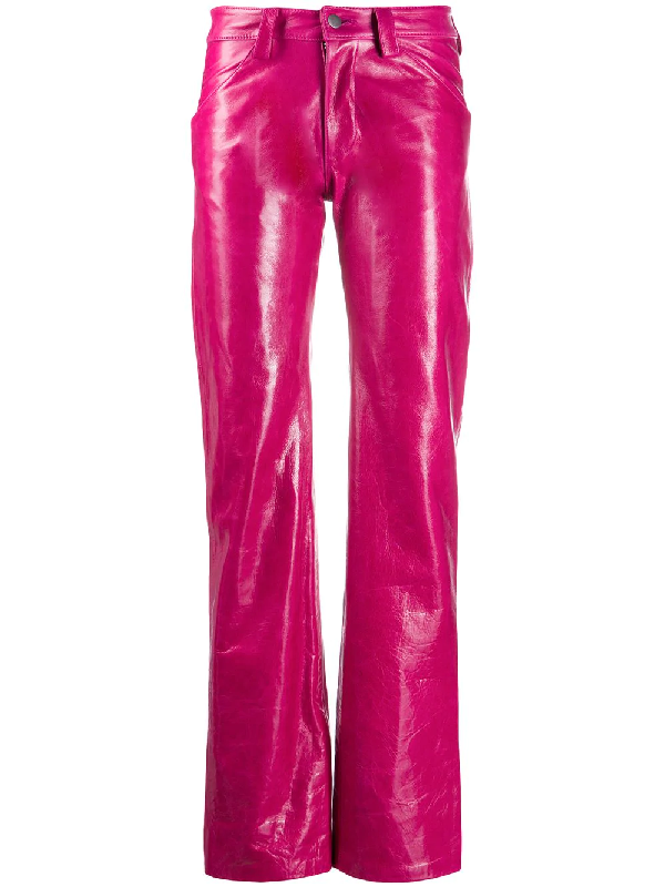 Mowalola Straight Leg Leather Trousers In Pink | ModeSens