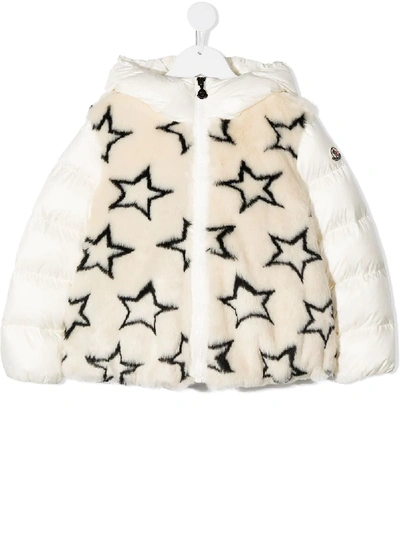 Shop Moncler Lady Faux-fur Down Jacket In White