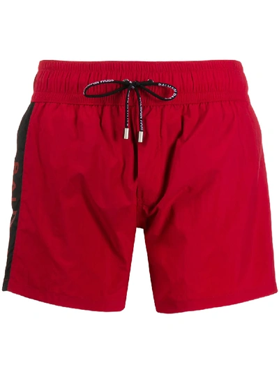 Shop Balmain Casual Swimming Shorts In Red