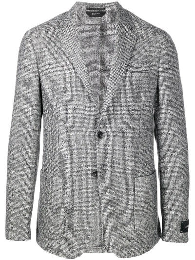 Shop Z Zegna Knitted Single Breasted Blazer In Grey