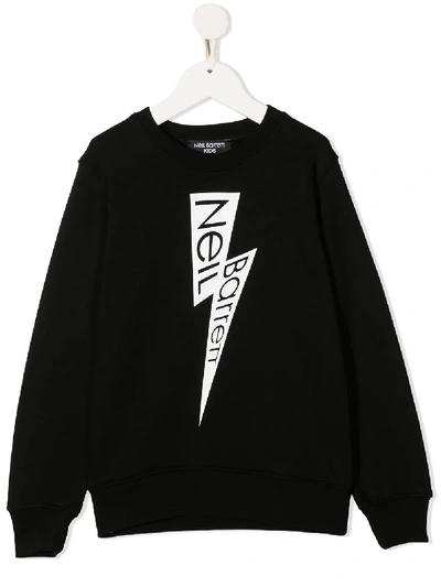 Shop Neil Barrett Logo Print Cotton Sweatshirt In Black