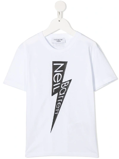 Shop Neil Barrett Logo Print Cotton T-shirt In White