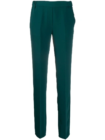 Shop Mm6 Maison Margiela Pressed Crease Tapered Trousers In Green