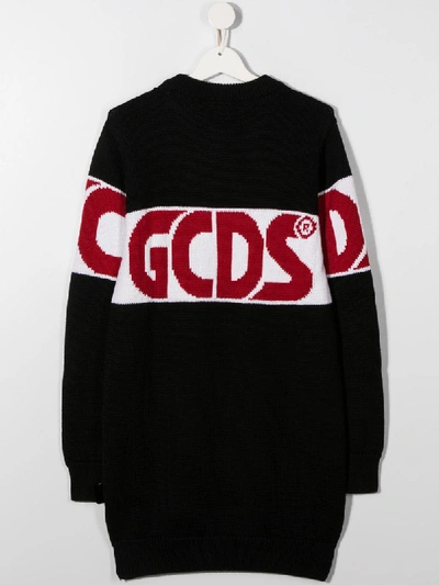 Shop Gcds Logo Long Knit Jumper In Black