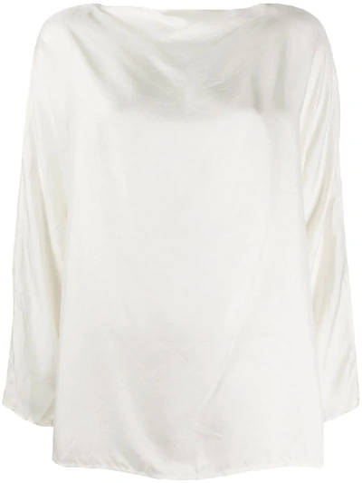 Shop Daniela Gregis Boat-neck Satin Blouse In White