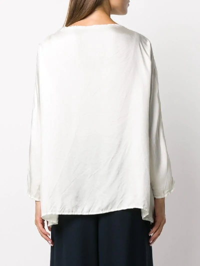 Shop Daniela Gregis Boat-neck Satin Blouse In White