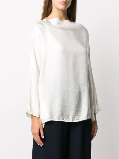 Shop Daniela Gregis Boat-neck Satin Blouse In White