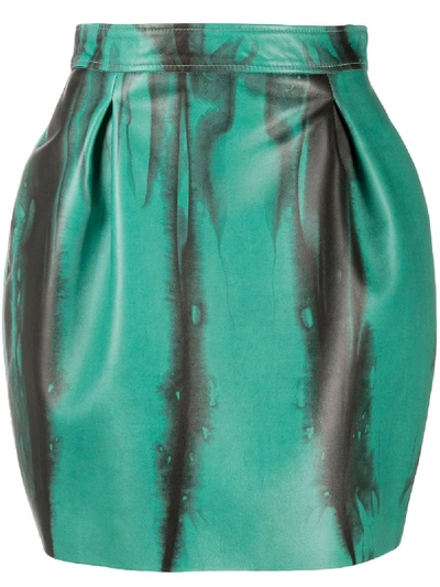 Shop Versace Tie-dye Pattern Skirt In Green