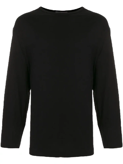 Shop Yohji Yamamoto Quiet Please Long-sleeve T-shirt In Black