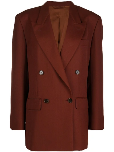 Shop Acne Studios Oversized Double-breasted Blazer In Brown