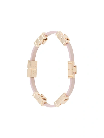 Shop Tory Burch Serif-t Single Wrap Bracelet In Pink