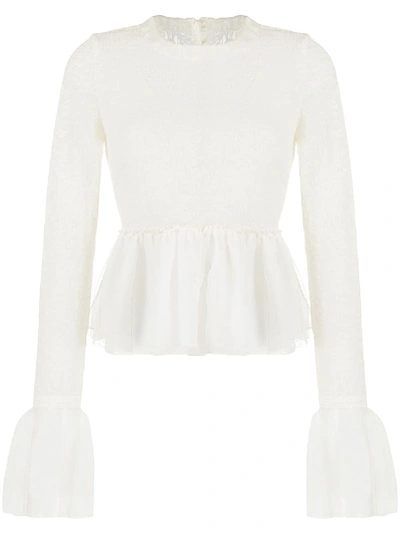 Shop Renli Su Semi-sheer Textured Blouse In White