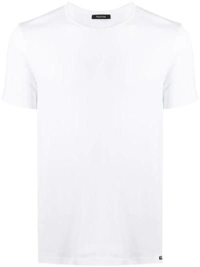 Tom Ford Logo Round Collar Short-sleeved T-shirt In White